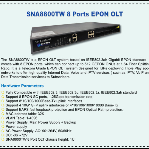 Aurora - SNA8400TW 8 port GEpon OLT